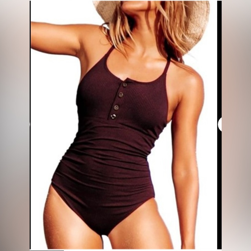 Stylish burgundy woman’s One Piece Swimsuit